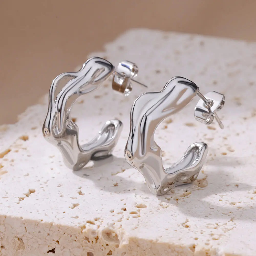 Unregelmäßige C-förmige Ohrringe für Damen, Edelstahl, geometrisch, 2024, Trend, Hochzeitsfeier, ästhetischer Schmuck, Aretes