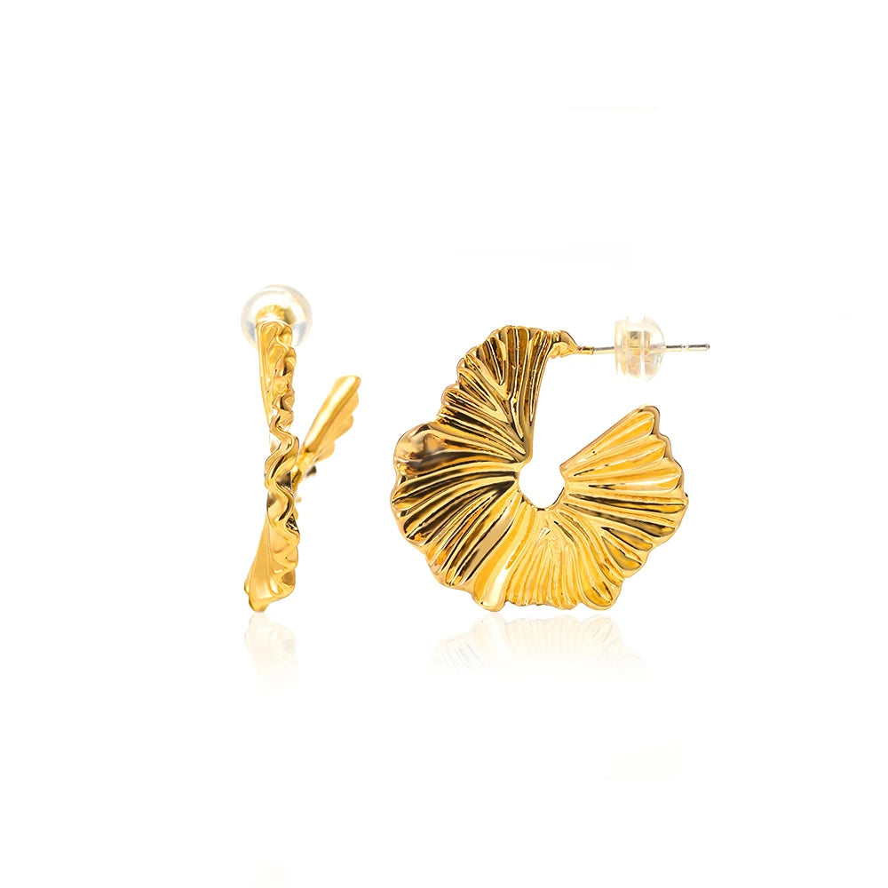Vintage Runde Edelstahl Creolen für Damen Vergoldete Ohrringe 2023 Trend Statement Ohrschmuck Weihnachtsgeschenk