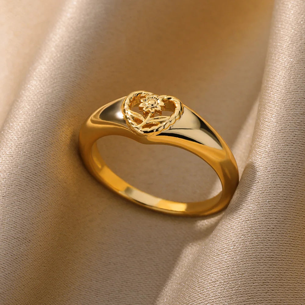 Luxus Zirkon Geometrische Ringe für Frauen Edelstahl Gold Farbe Offener Ring Trendige Hochzeit Party Ästhetischer Schmuck Geschenk Femme