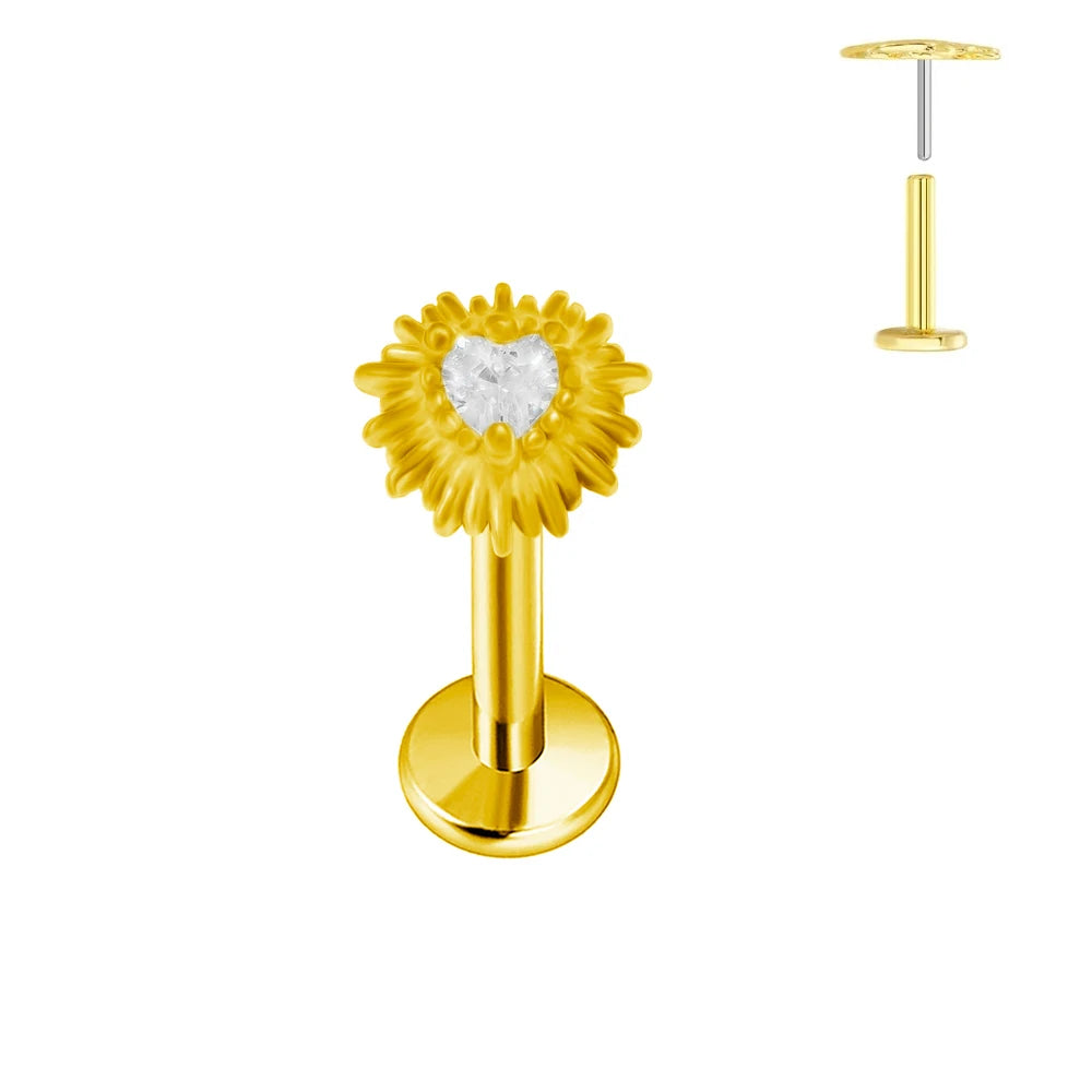 ASTM F136 G23 Titan Herzförmiger Ohrstecker 16G 18G 20G Threadless Piercing Butterfly Push-in Lippenstecker Daith Labret Conch