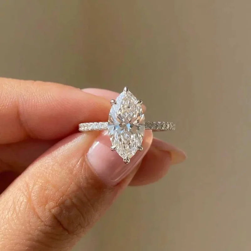 925 Sterling Silber Mode Klassisch Marquise Zirkon Ring für Damen Verlobung Hochzeit Luxus Hohe Qualität Feiner Schmuck Top Verkäufe