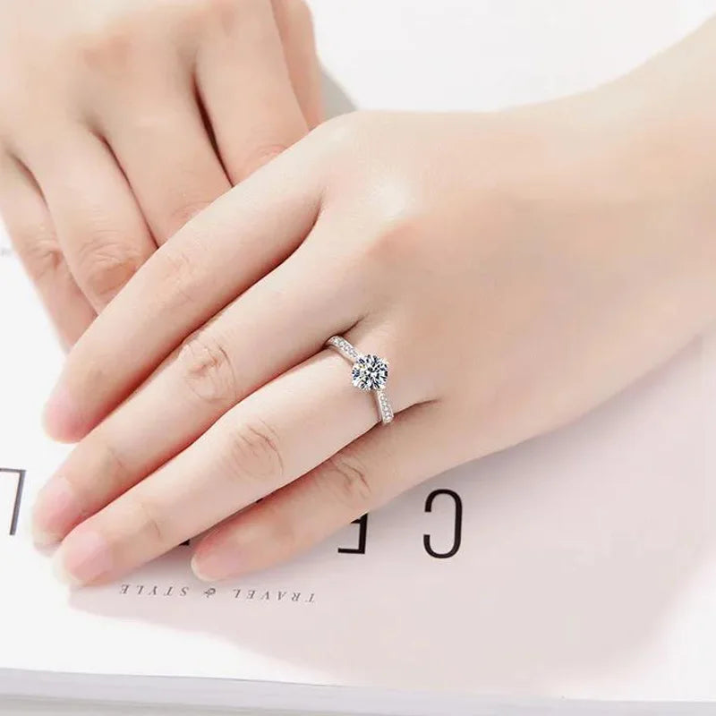 925 Sterling Silber Zirkon Verstellbare Verlobungsringe für Frauen Hochzeit Elegante Schmuck Damen Accessoires Geschenke