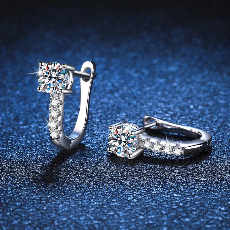 NeeTim Pendientes de Moissanita de 0,5 Quilates para Mujer, Aros de Plata de Ley 925, Pendientes de Diamante Brillante, Joyería Fina de Boda