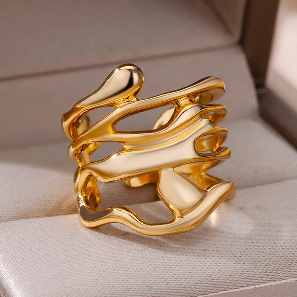 Edelstahl Bambus-Gelenkringe für Damen Herren Silberfarbe Offen Verstellbar Männlich Weiblich Verlobung Ehering Schmuck