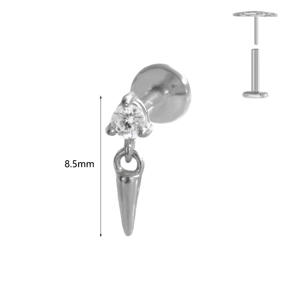 ASTM F136 G23 Titan Labret Piercing Seestern Ohrstecker Biene Blatt Push-In CZ Gewindeloser Knorpel 16/18/20G Körperschmuck