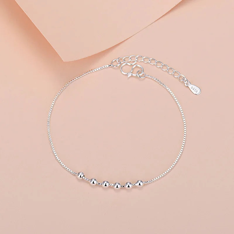 925 Sterling Silber Glücksperlen-Charm-Armbänder für Damen, Paar-Ketten, runde Armreifen, Luxus-Schmuckzubehör, Großhandel