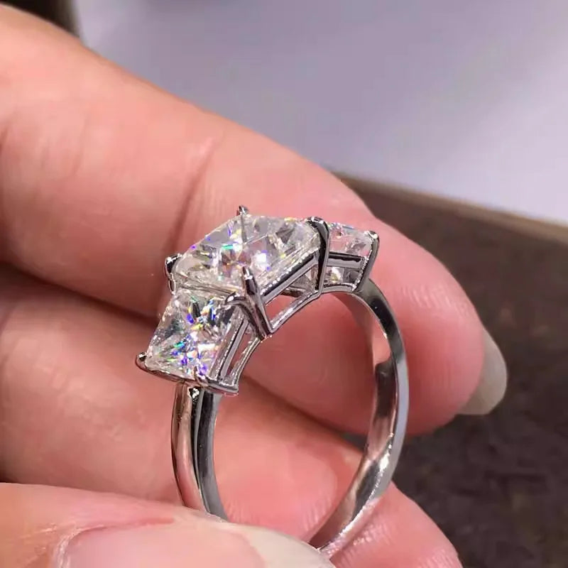 925 Sterling Silber Eternity Prinzessin Quadrat Zirkonia Kristall Ringe Damen Hochzeit Verlobung Luxus Klassisch Damen Schmuck