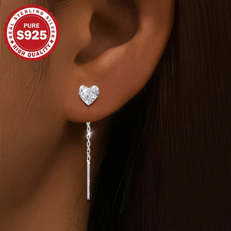 S925 Sterling Silber Lange Ohrhänger Paar Geeignet für Alltag Valentinstagsgeschenk Damenschmuck Antiallergisch