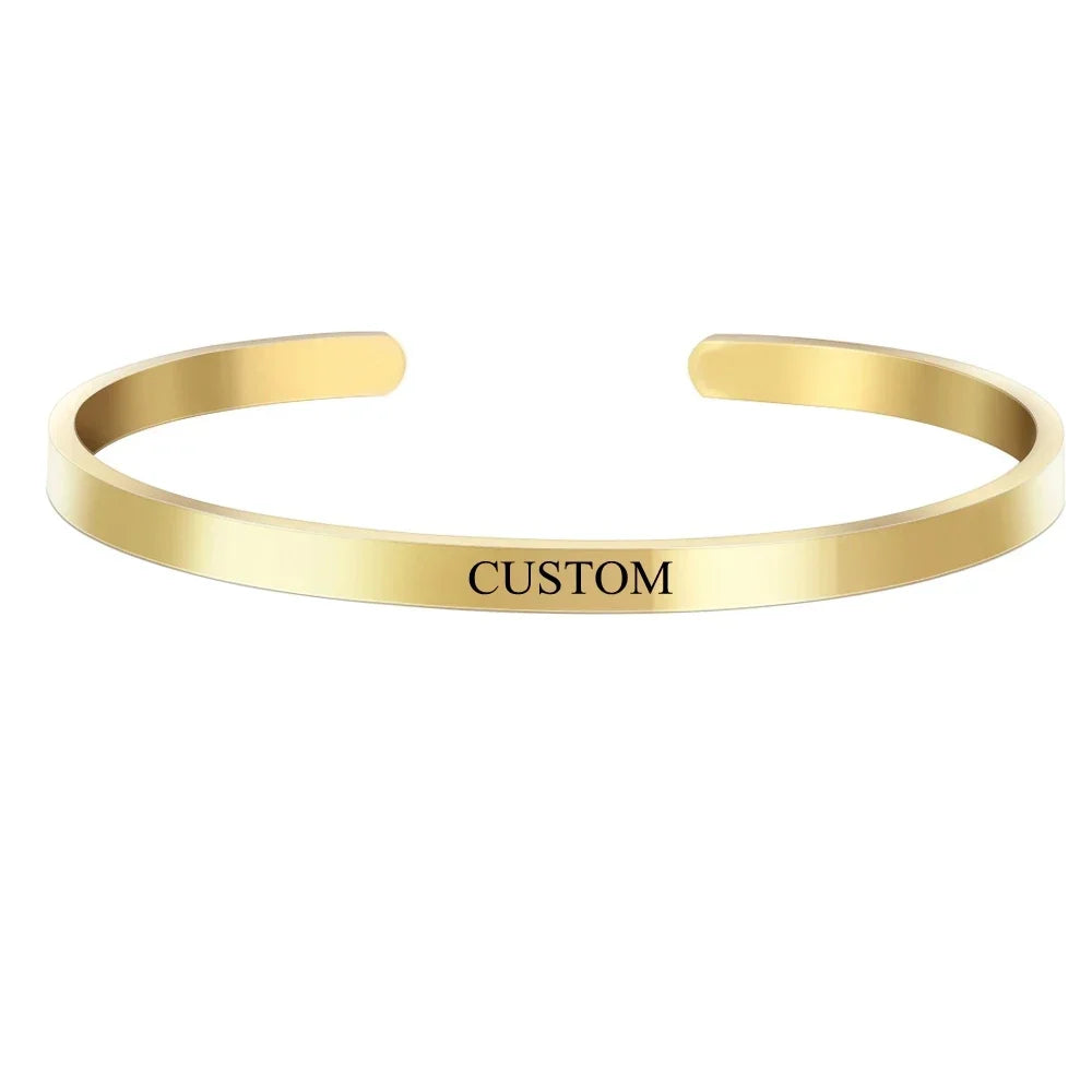 Personalisierte Koordinaten-Gravur Name Text Herz-Aussparung Armreif Personalisierte Bar Halskette Edelstahl Armband Männer Frauen Geschenk