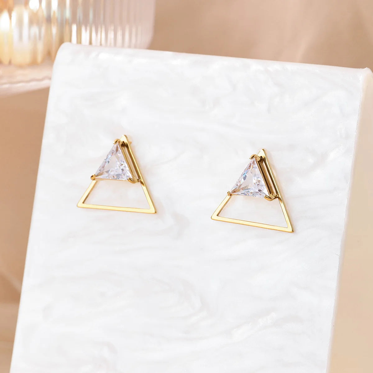 Geometrische Zirkonia-Creolen für Damen, Edelstahl, goldfarben, Piercing-Ohrring, 2025, neue Mode, Hochzeit, Paar-Schmuck
