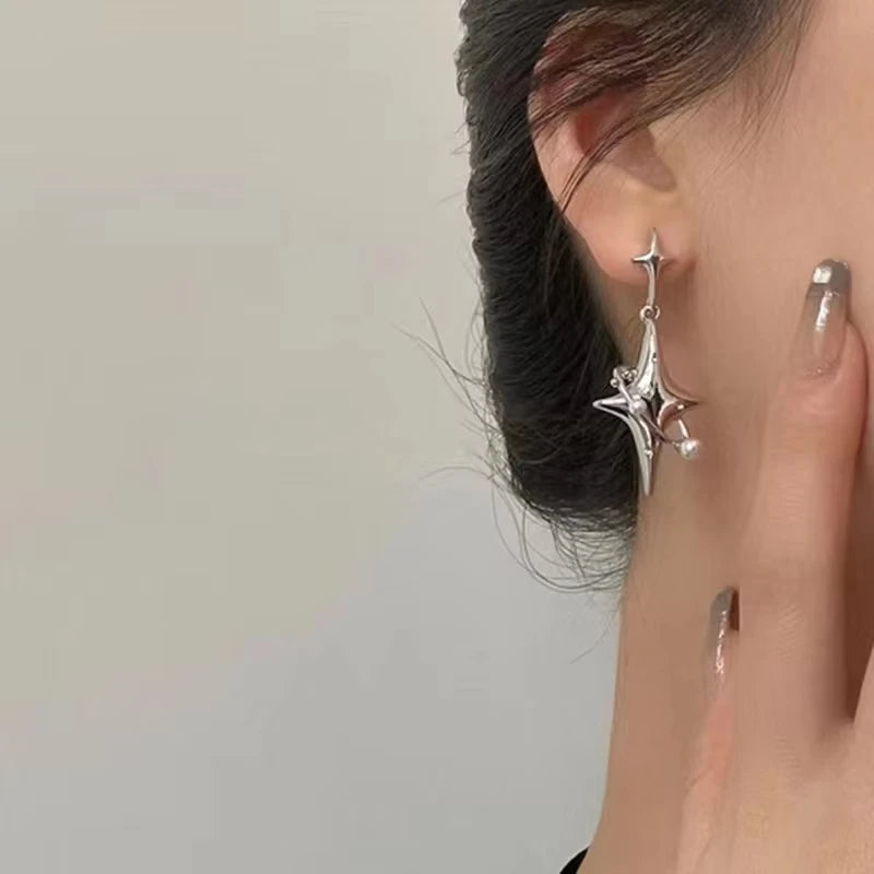 Y2K Star Ohrhänger Cool Girl Harajuku Kreativer Planet Perle Kristall Sterne Ohrringe Koreanische Mode für Frauen PunkSchmuck
