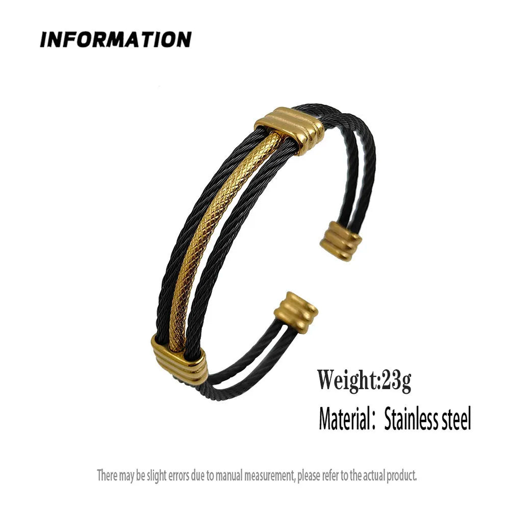 Neues dreilagiges Stahlseil-Armband aus vergoldetem Edelstahl 18K, hochwertiges wasserdichtes Partnerarmband, Ehefrau-Geschenk