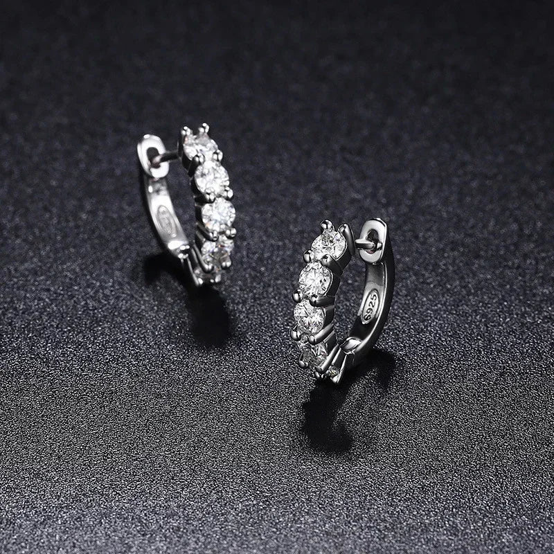 NeeTim 3mm D Color Moissanit Ohrringe 925 Sterling Silber Plattiert Weißgold Creolen für Frauen Hochzeit Party Edler Schmuck