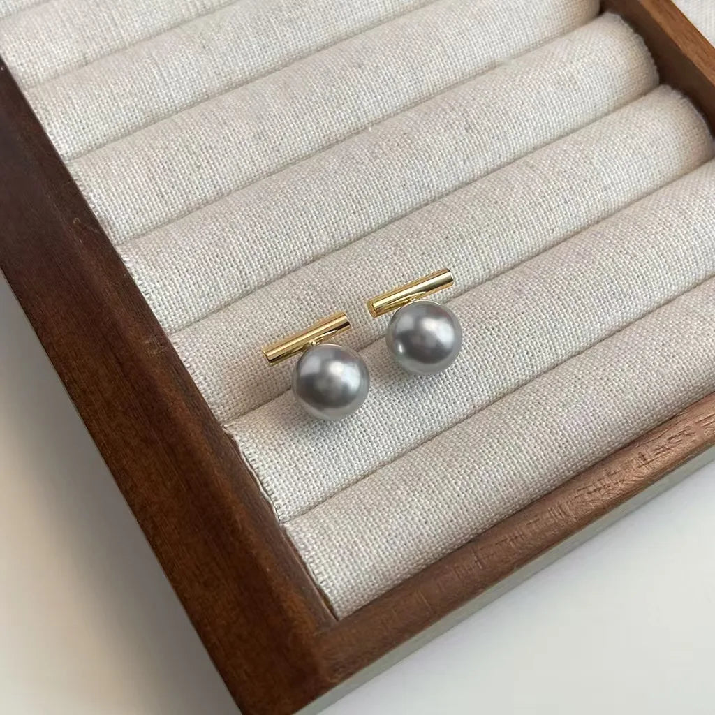 One Character Pearl Personalized Earrings Niche Simple Versatile Earrings Fashionable Temperament High-end Earrings for Women