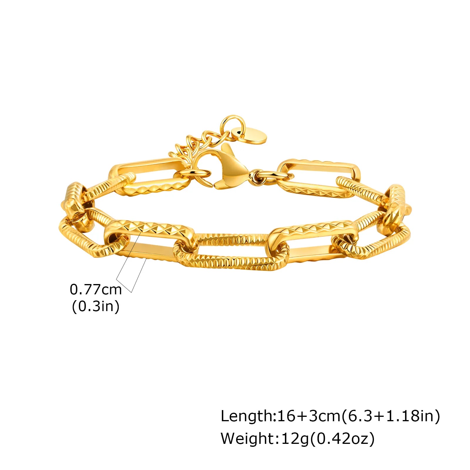 Massive klobige Toggle-Armbänder für Damen, Edelstahl OT-Verschluss-Gliederkettenarmband, vergoldet, anlaufgeschützt