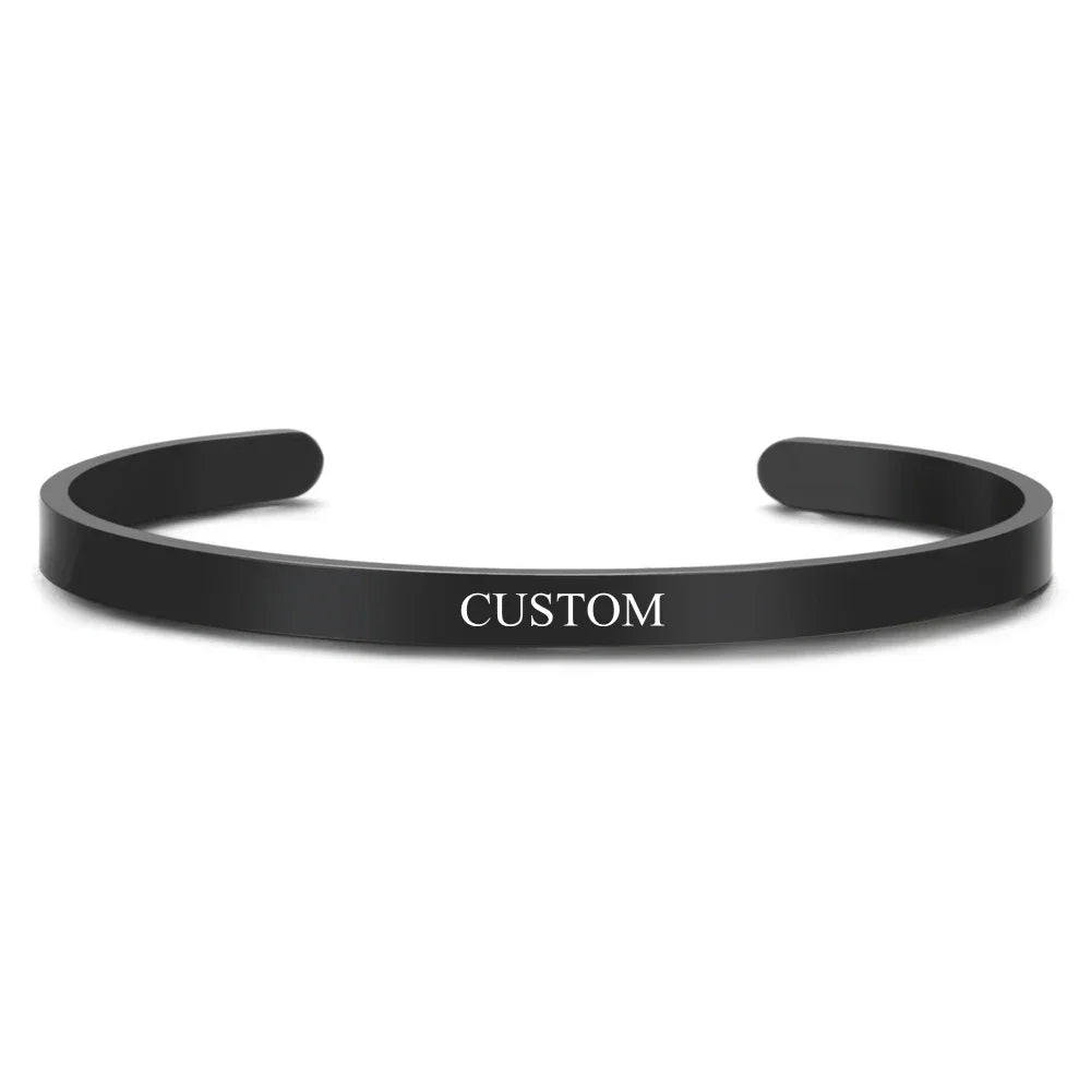 Personalisierte Koordinaten-Gravur Name Text Herz-Aussparung Armreif Personalisierte Bar Halskette Edelstahl Armband Männer Frauen Geschenk