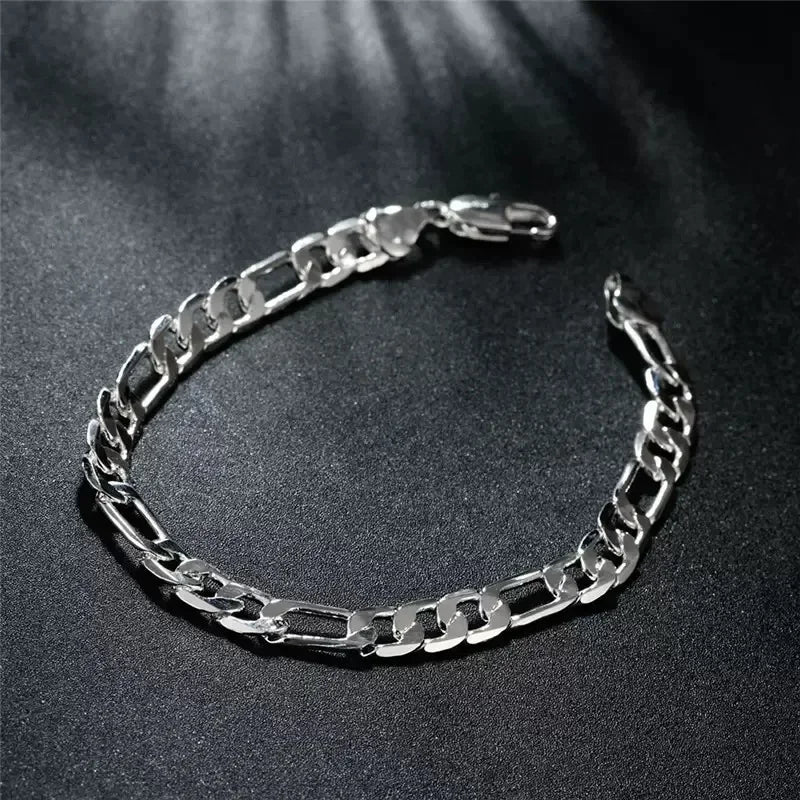 Feine, edle Neuheit, 925er Silber 4MM Kette für Herren Damen Armband Halskette Schmuckset Dame Weihnachtsgeschenke Charms Hochzeit