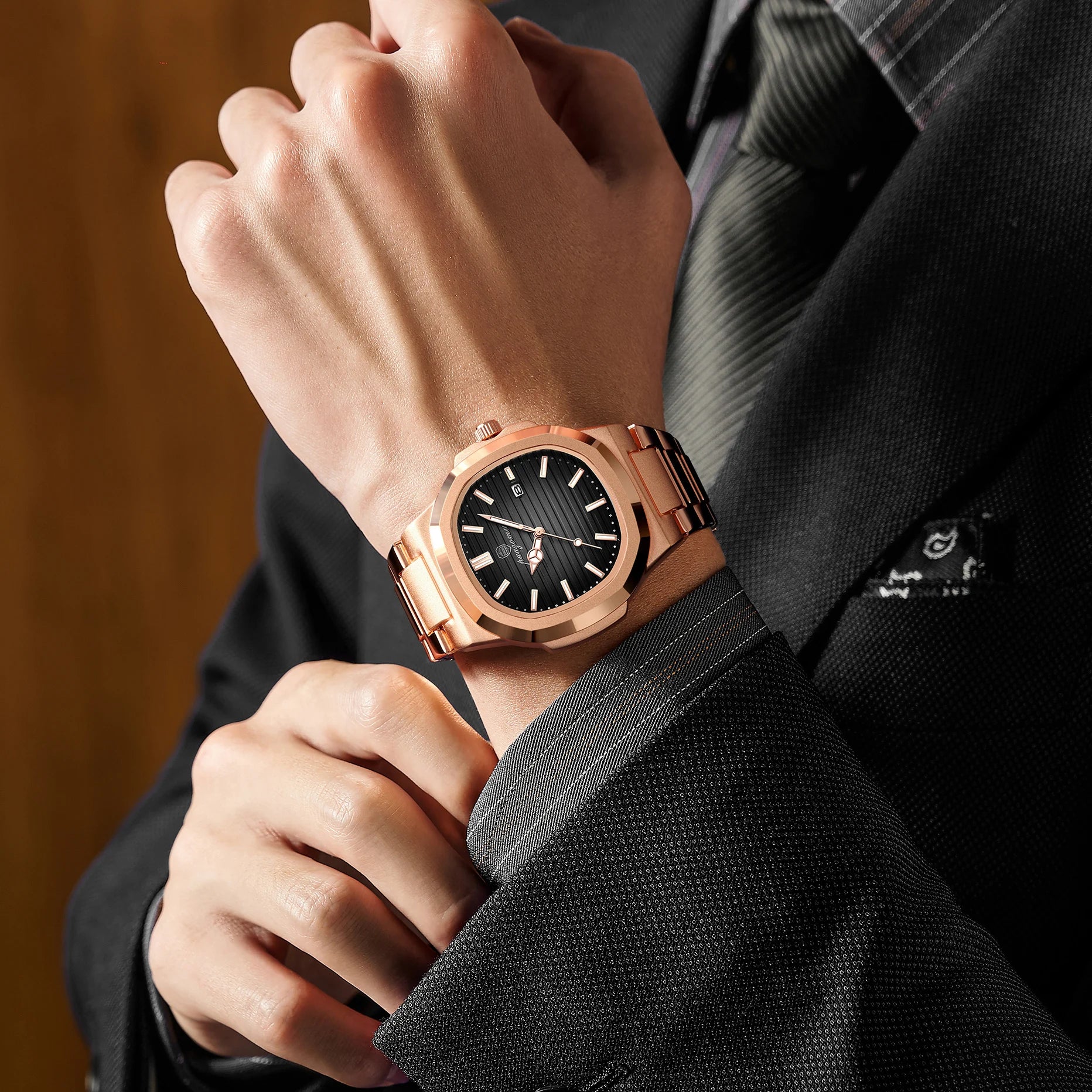Reloj de Pulsera de Cuarzo de Acero Inoxidable para Hombre, de Negocios, Calendario, Fecha, Informal, Deportivo, Luminoso