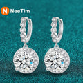 Pendientes colgantes de moissanita NeeTim 3ct con diamantes para mujer, diamantes de laboratorio, plata de ley 925 con baño de oro, joyería para fiesta de boda