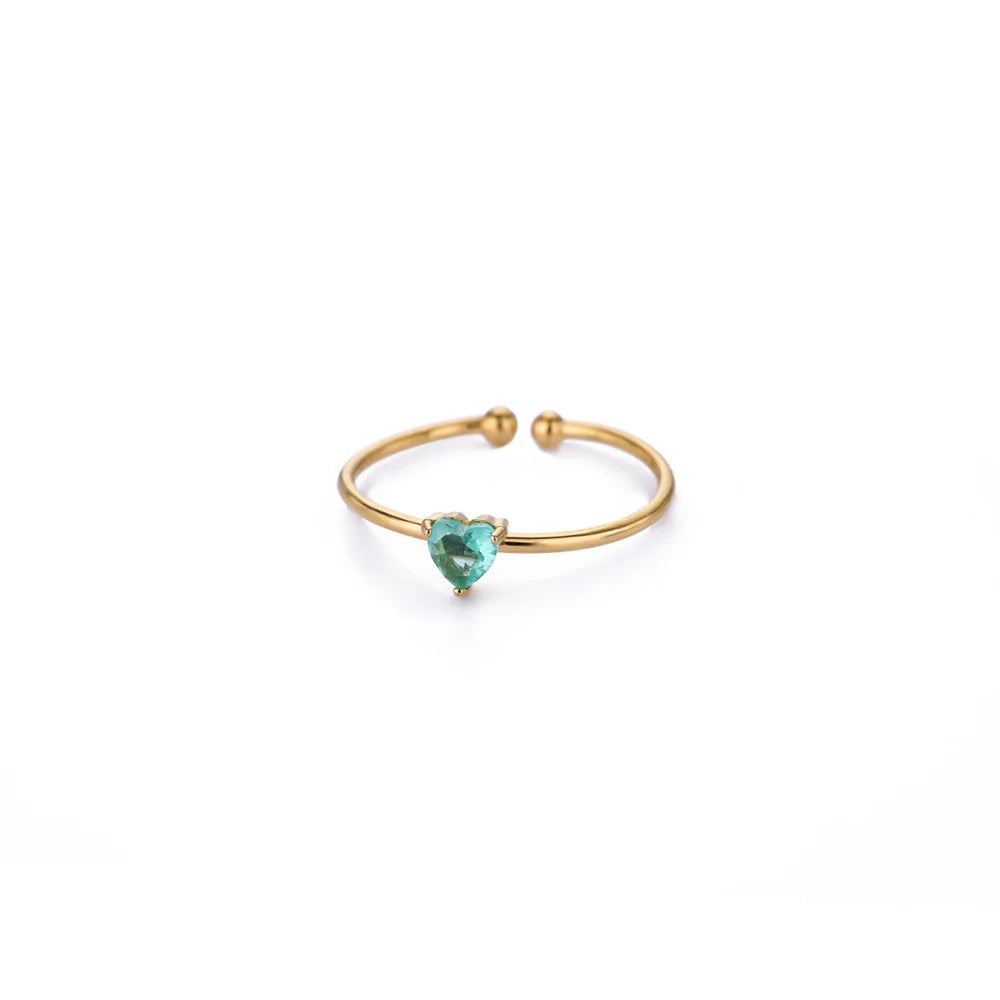 Mode Zirkon Herz Geburtssteinringe für Damen Edelstahl Goldfarbe Geburtssteinring Ästhetischer Hochzeitsschmuck Geschenk