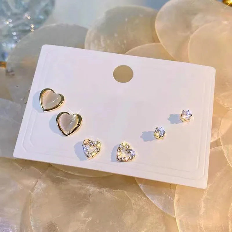 Neue S925 Silber Nadel Ohrstecker Set für Frauen Mädchen Einfache Süße Exquisite Mini Ohrringe Schmuck Geschenk Großhandel Direktverkauf