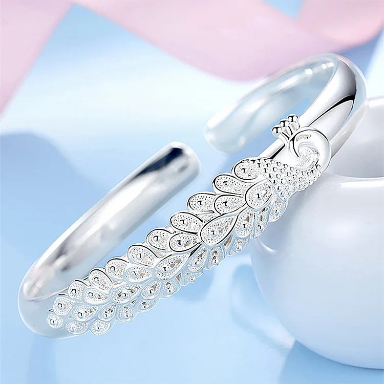 Großhandel Feine 925 Sterlingsilber Armreifen Armband Charms Herz Offen für Frauen Damen Schmuck Anpassung Manschette Hochzeitsgeschenk