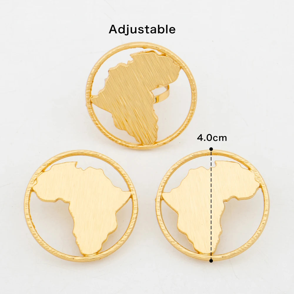 Brasilianisches 18 Karat vergoldetes Schmuckset für Damen, irreguläres Design, Clip-Ohrringe und verstellbarer Ring, Schmuckset-Zubehör, Geschenke