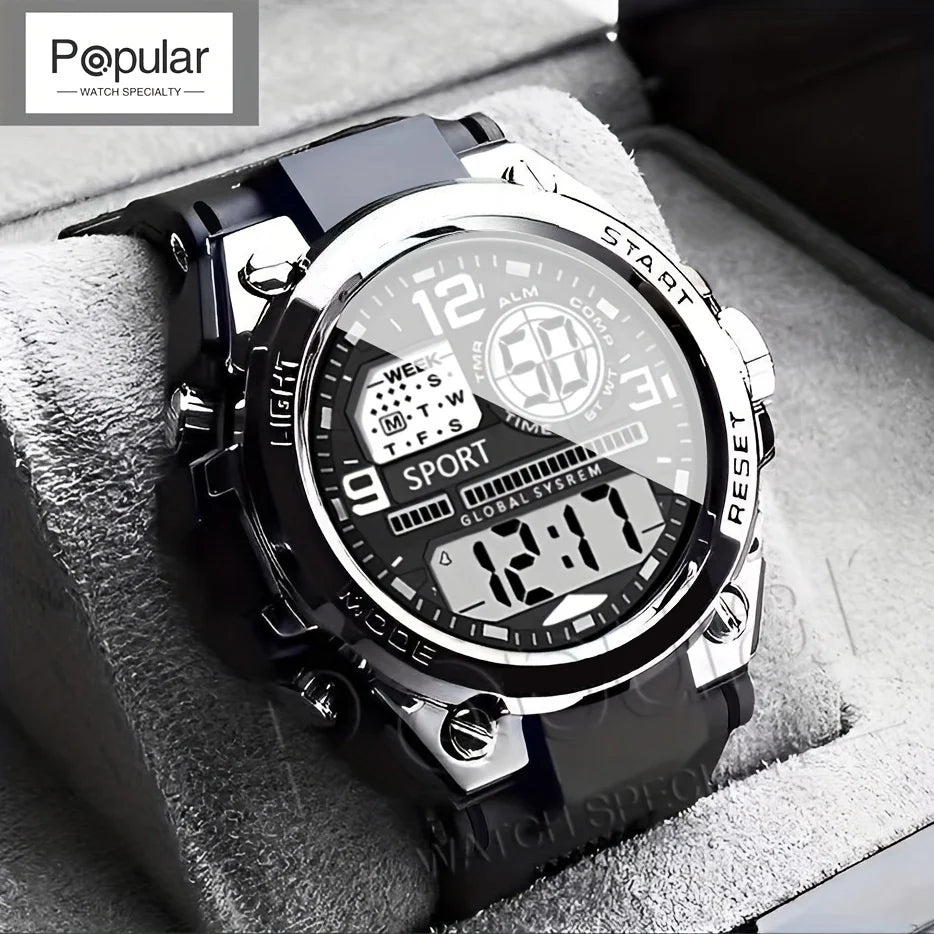 Unisex Outdoor Sports Digital Watch Big Dial LED Alarm 1237 Sport Watch for Men And Women