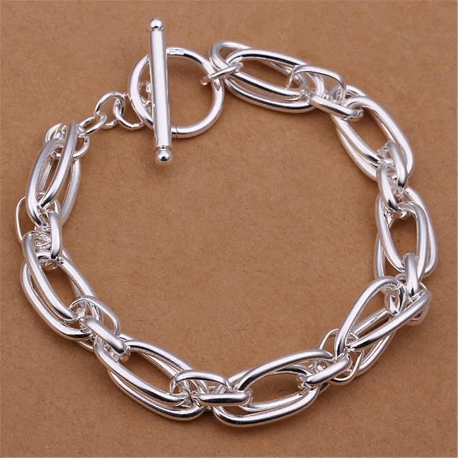 20,32 cm 18K Goldarmband 5MM seitliches Kettenarmband für Frauen Männer Mode Hochzeit Verlobung 925 Sterlingsilber Schmuck Geschenke