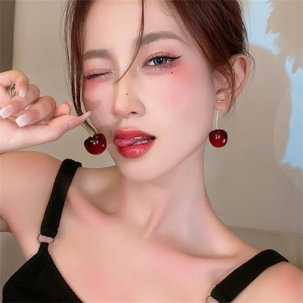 Süße Kirschfrucht Acryl Ohrringe Modische Harz Kirsch Ohrringe für Frauen Kpop Schmuck Trendige Accessoires