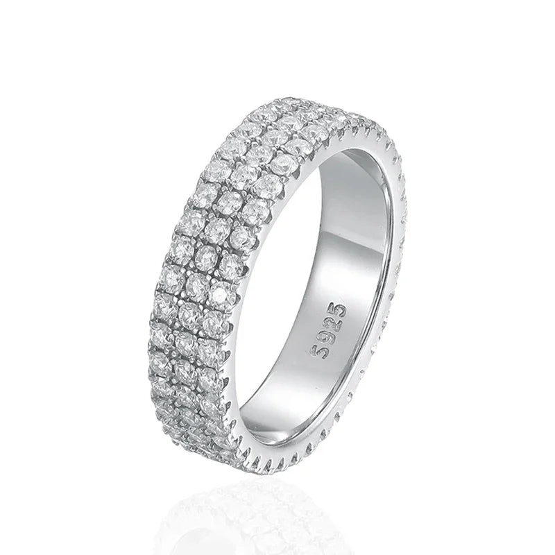 NeeTim Voll-Moissanit-Ring Sterlingsilber 925 vergoldet Hochzeitsverlobungs-Eternity-Band Patry Luxusschmuck für Damen