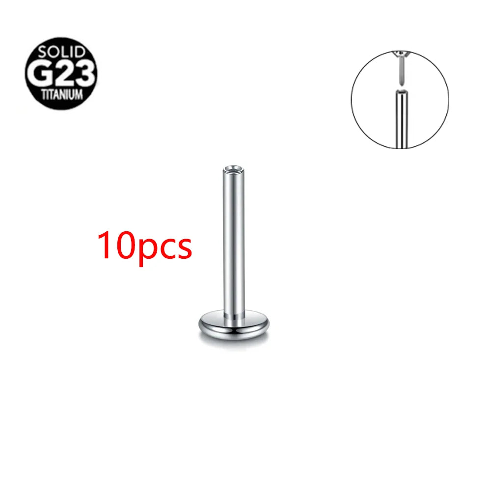 Threadless Labret Rod Piercing G23 Titanium Push In Stud Cartilage Flatback Nose Stud Piercing Body Jewelry