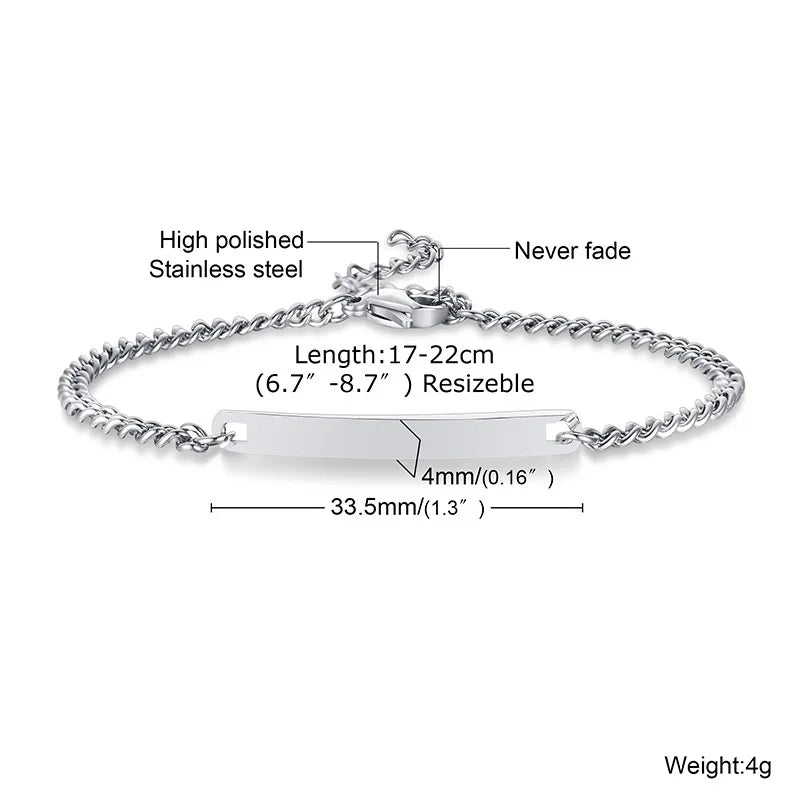 Vnox Minimalistische personalisierte gravierbare Edelstahl-dünne Armbänder für Frauen, Damen, individuelle Freundschafts-, Brautjungfern-Geschenke, Schmuck