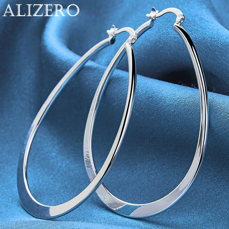 ALIZERO 925 Sterling Silber Ohrringe Einfache runde Kreolen Ohrringe für Frauen Mode Hochzeit Verlobung Charm Schmuck Geschenke