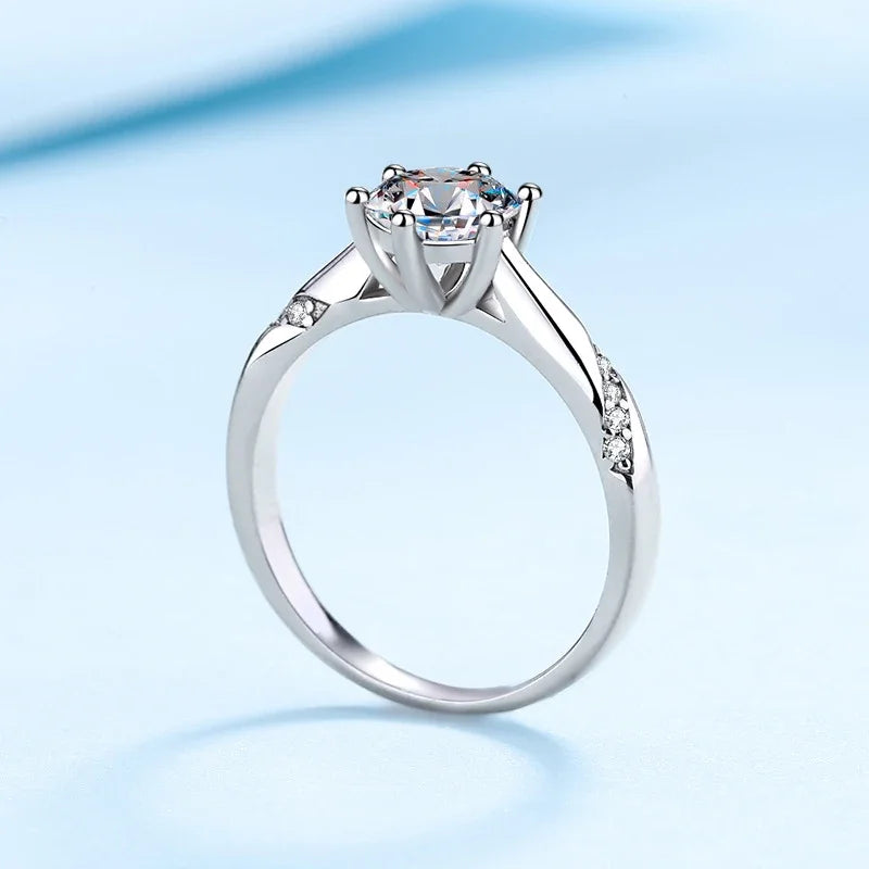 NeeTim 1ct - 3ct Moissanit Ring 925 Sterling Silber mit vergoldetem Diamant Verlobungs- und Ehering Feiner Schmuck für Damen