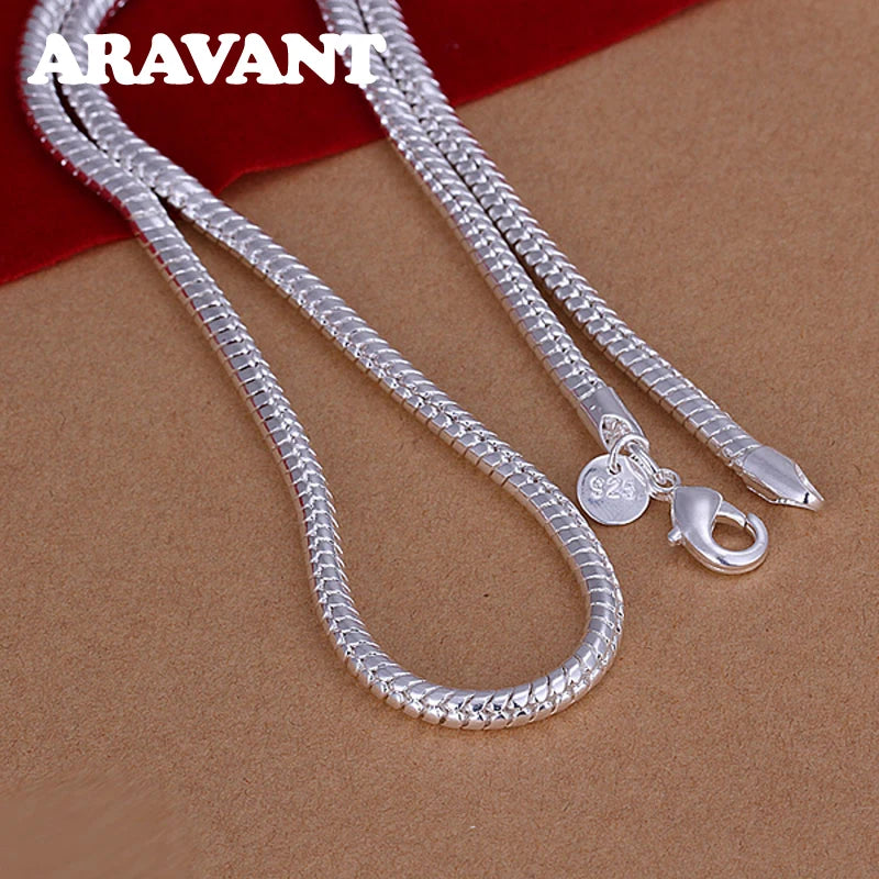 Aravant Plata 925 1MM/2MM/3MM Cadena Serpiente Collar Para Hombres Mujeres Colgante Joyería de Moda