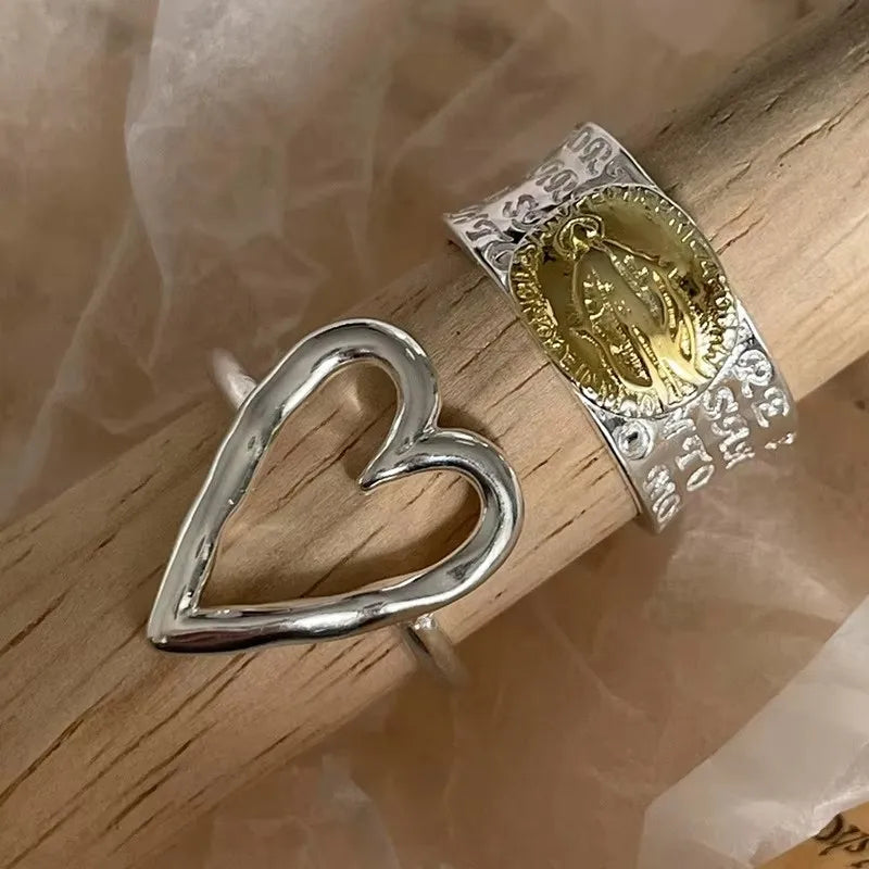 925er Sterling Silber Ring für Frauen Schmuck Herz Finger Offen Handgemachter Ring Allergie für Party Geburtstag Geschenk