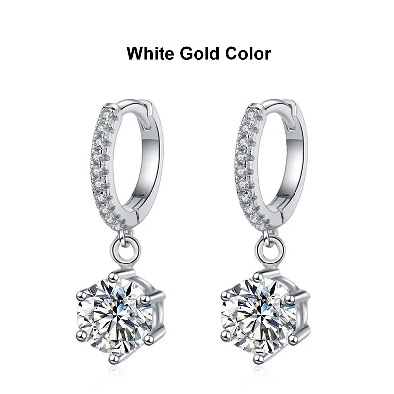 NeeTim 0.5ct 1ct Moissanit-Ohrhänger S925 Sterlingsilber vergoldet Hochzeitsschmuck mit Zertifikat Creolen