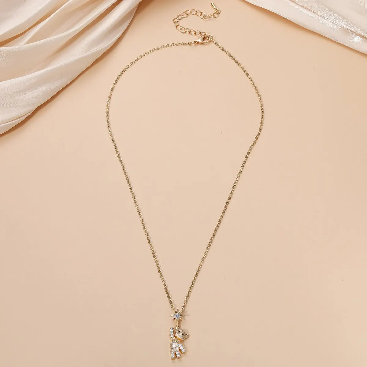 Obega Lovely Bear Necklaces for Women Cubic Zircon Inlaid Gold Color Neck Chain Female Necklaces Cute Jewelry Pendant