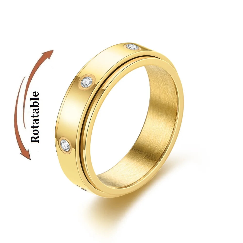 Spinning Anxiety Relaxing Rings For Couple Rotating Stainless Steel Moon And Star Love Band Fidget Rings  Anillo Antiestres