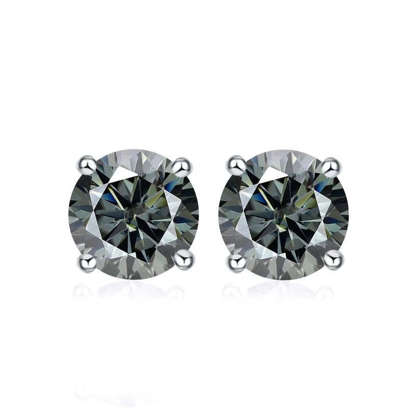 NeeTim 0,5 ct 1 ct 2 ct Moissanit Ohrstecker für Damen 925er Sterlingsilber Rosa Schwarz Blau Grau Funkelnde Labor-Diamant Ohrringe