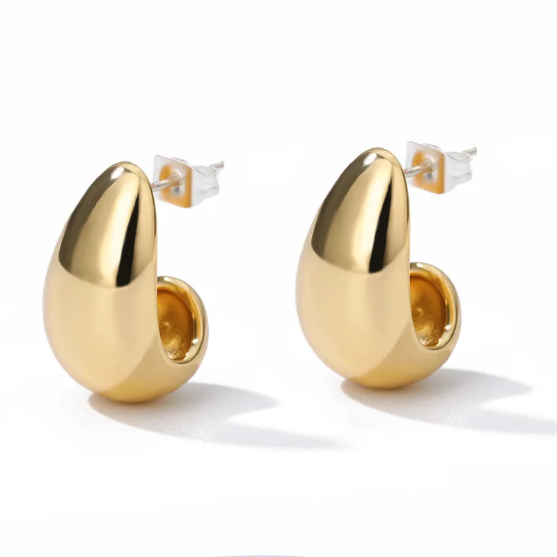 C-förmige Muschel-Ohrringe für Damen, Edelstahl, Wassertropfen, Tropfen-Hoop-Ohrringe, modische Piercing-Ohr-Accessoires, Party-Schmuck