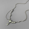 JWER Trendy Bling Moonstone Star Cross Pendant Necklace for Women Punk Hip Hop Star Chain CrystalNecklace Party Y2K Jewelry Gift