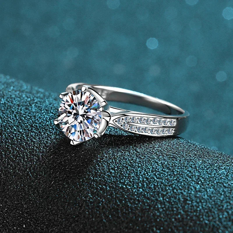 NeeTim 0.5ct 1ct Moissanit Verlobungsring Damen Antragsringe S925 Sterlingsilber Weißgold Plattiert Ehering