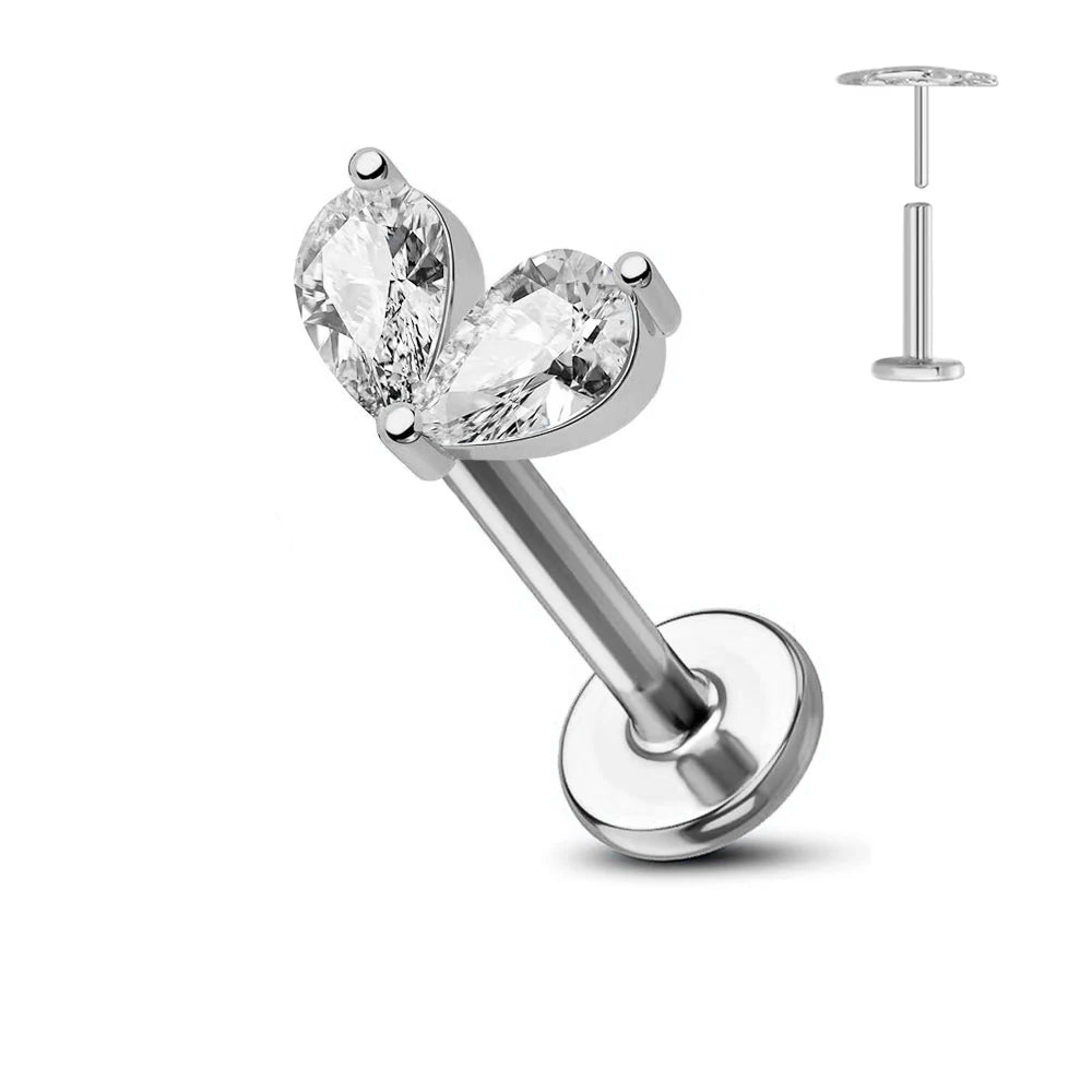 ASTM F136 G23 Titan Blume Threadless Ohrring Piercing Blütenblätter Blatt Herz Schmetterling Pin Daith Conch Push-in Labret Stecker