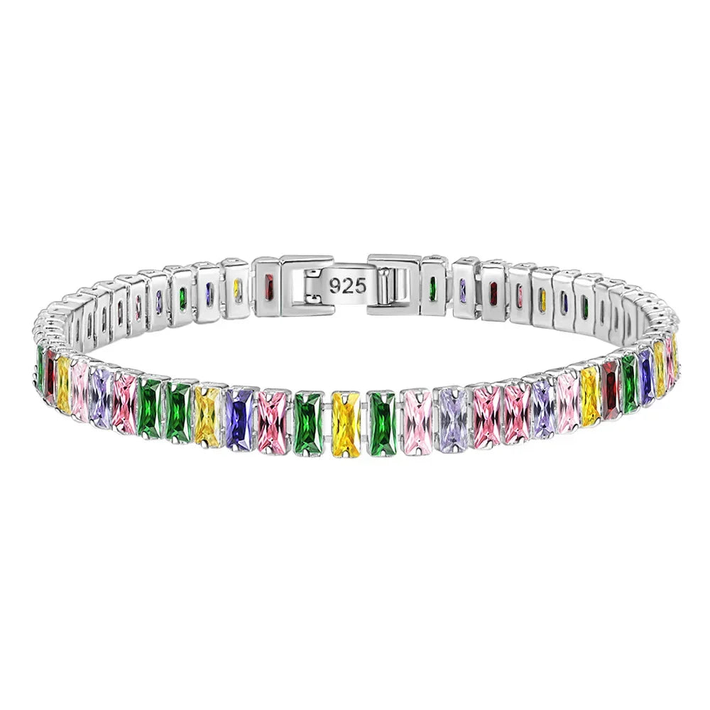 Heißer Verkauf 925 Sterling Silber Armband Edle Farbe Kristall Hand für Frauen Charm Hochzeit Designer Schmuck Geschenk Party 18cm