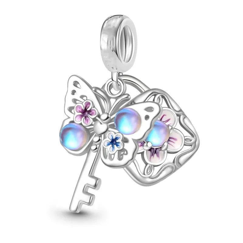 2026 925 Silber Blume, Schmetterling, Highland-Kuh, Motorrad-Anhänger passend für europäisches Original-Armband DIY Schmuck Exquisiter Schmuck