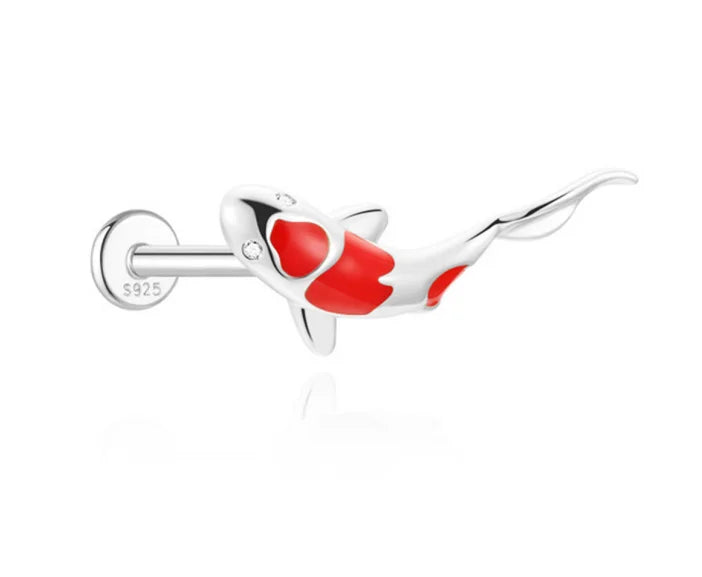 CANNER 1PC Vier-Punkt-Stern Mond Quaste Lotus Knorpel Spirale Piercing 925 Sterlingsilber Ohrstecker Für Frauen Ins Ohrring