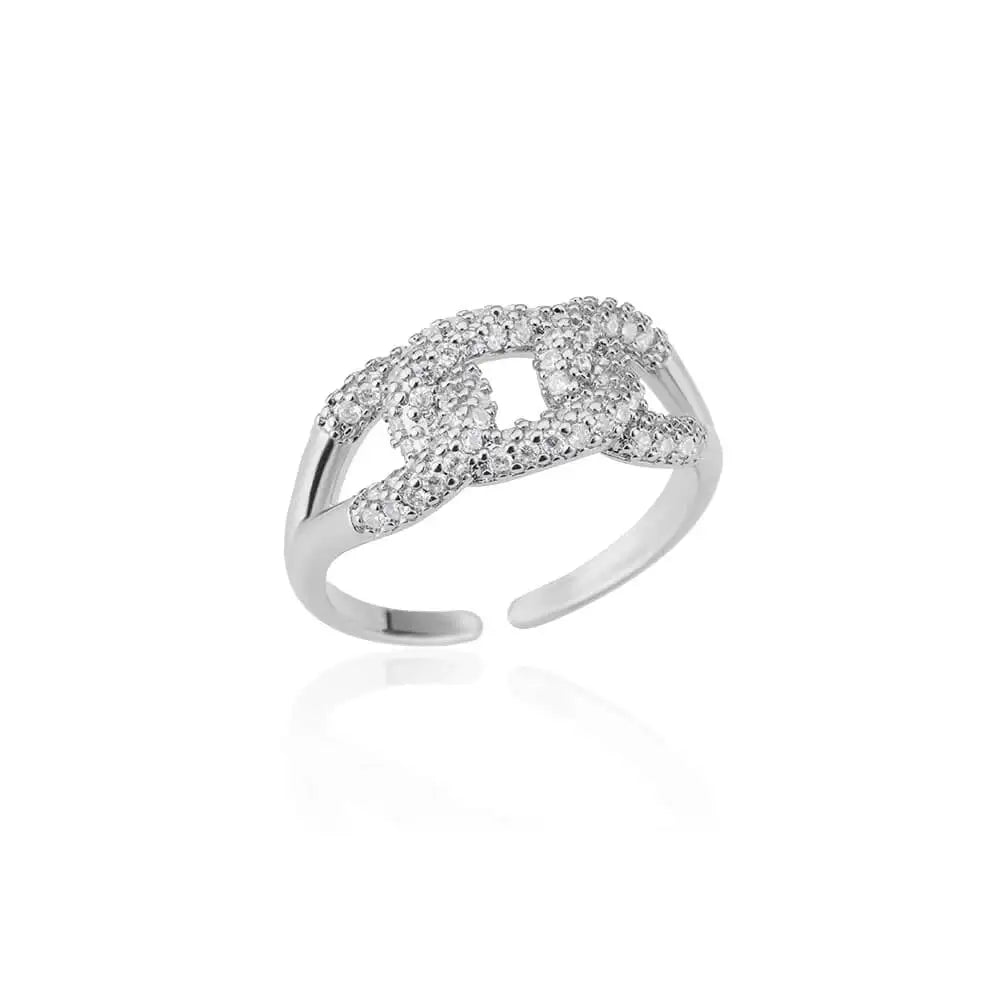 Anillos de barra de circonita para mujer, chapados en oro, de acero inoxidable, anillo abierto, tendencia 2023, joyería de lujo estética para boda, anillos