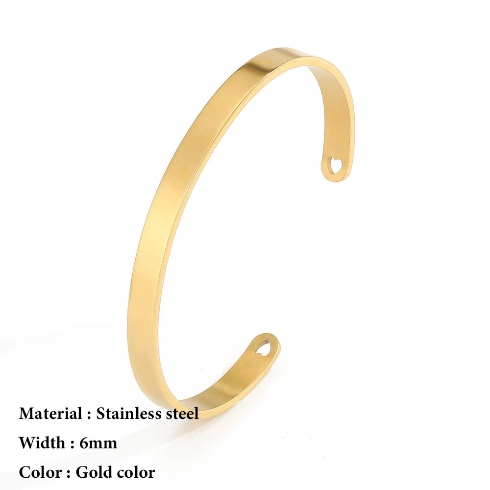 SUNIBI 4mm 6mm Edelstahl Manschette Goldfarben Armreif für Frauen Schmuck Geschenke Großhandel Dropshipping